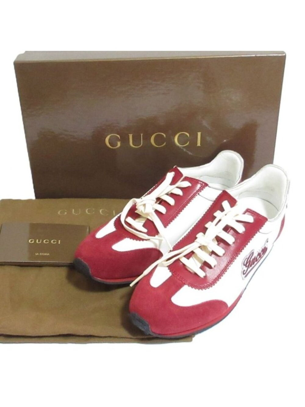 Gucci Side Logo Sneakers 35 White Red - Picture 2 of 16